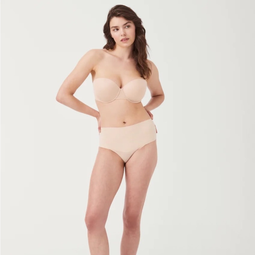 SPANX Up For Anything Tan Nude Strapless Bra Convertible Straps 32DD